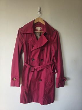 Michael Kors Fuchsia Trench Coat Belted